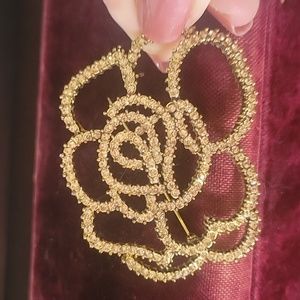 Gold Rhinestone Brooch